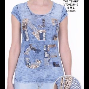 Brand Dishe new t~shirt blue washed